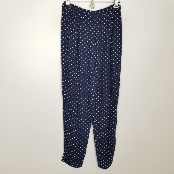 JOSEPH RIBKOFF Womens Sz 12 Polka Dot Pull On Ankle Pants Blue White Stretch - Picture 4 of 8